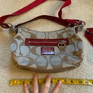 Coach purse: heart print red and beige